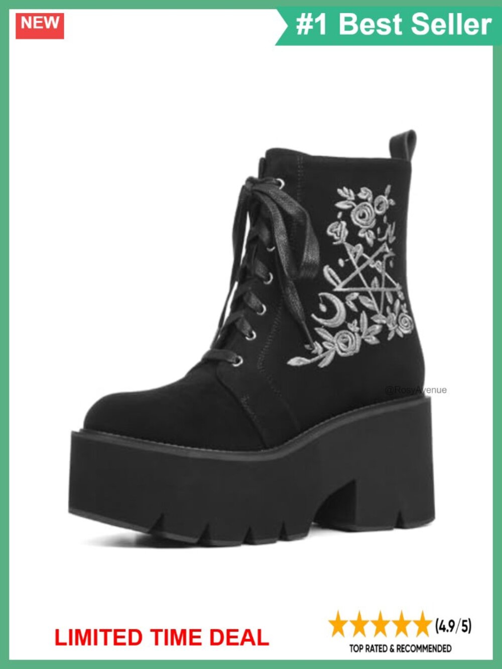 Platform Goth Ankle Boots Chunky Heel Combat Booties